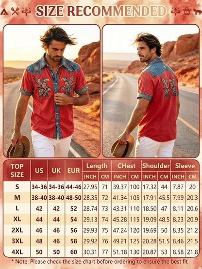 Men's Vintage Native American Animal Totem Patchwork Casual Shirt