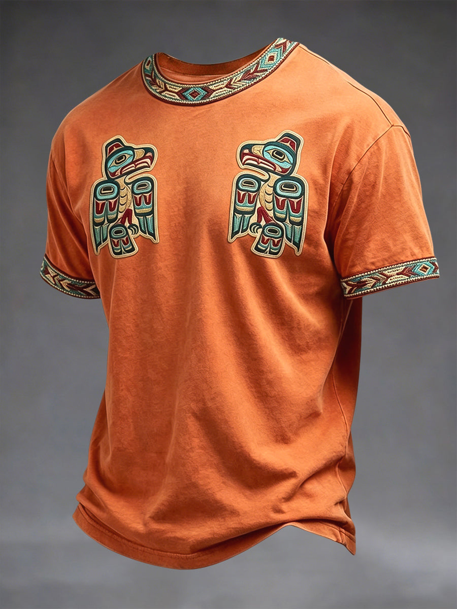 Vintage Indigenous Raven Totem Casual T-Shirt