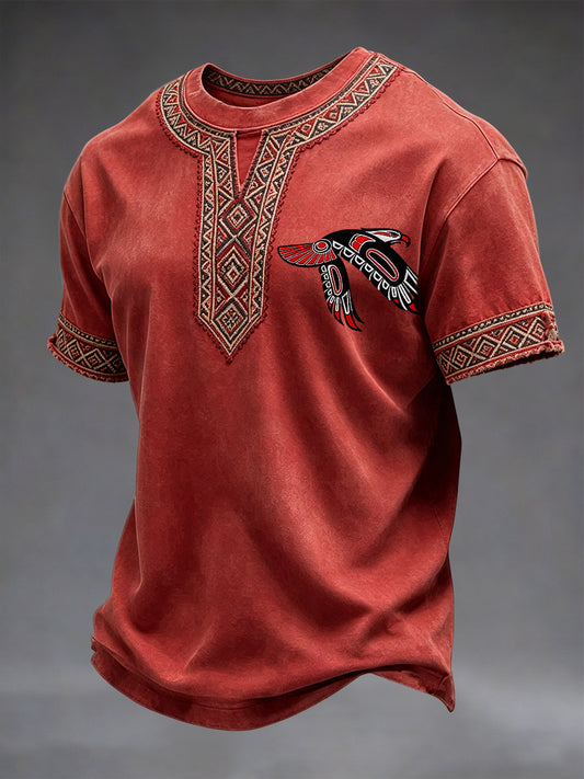 Retro Native American Eagle Totem Casual T-Shirt
