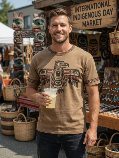 Retro Indigenous Raven Totem Casual T-Shirt