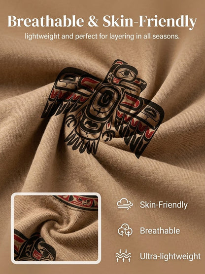 Retro Indigenous Raven Totem Casual T-Shirt