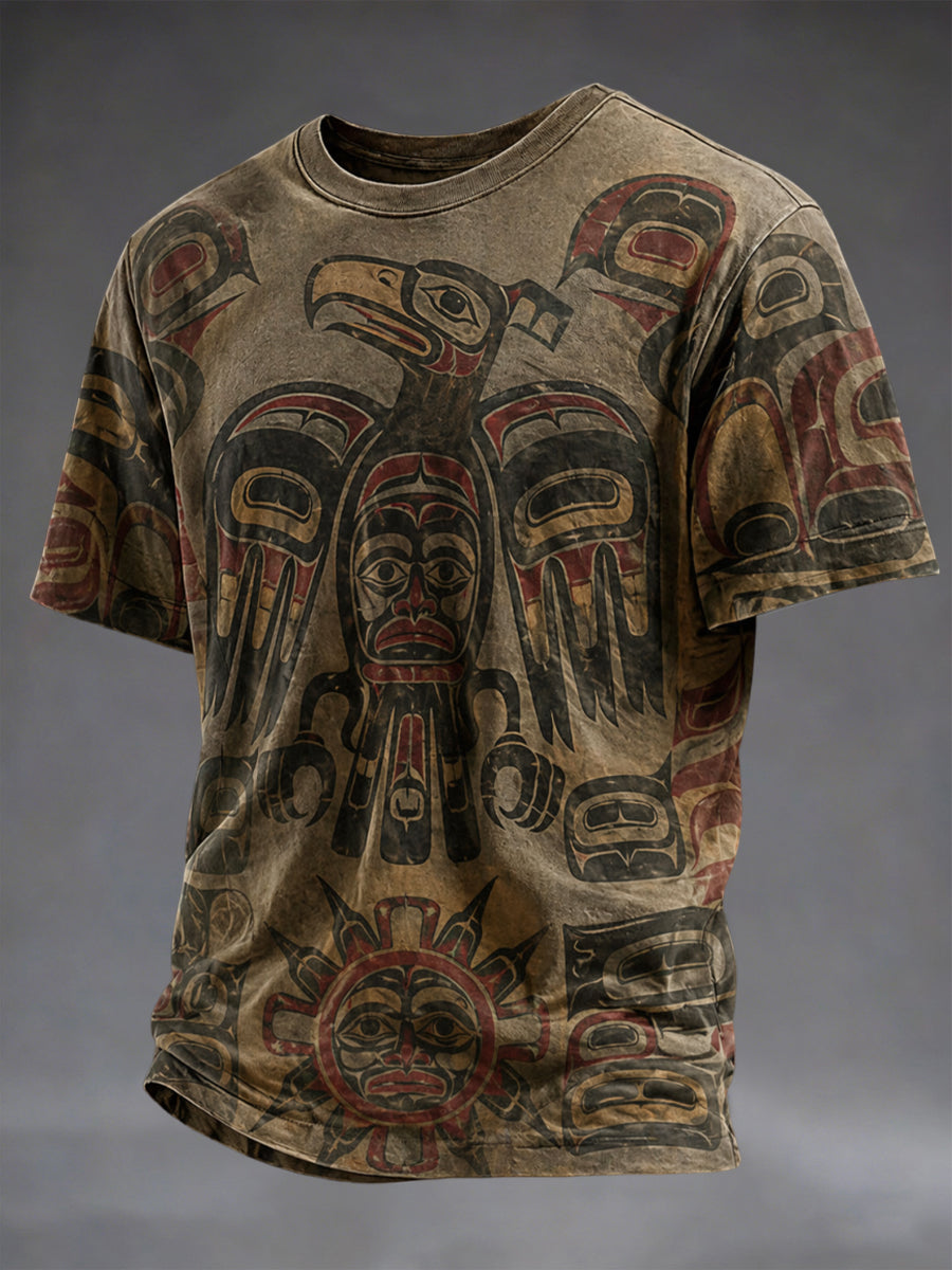 Retro Indigenous Totem Casual T-Shirt