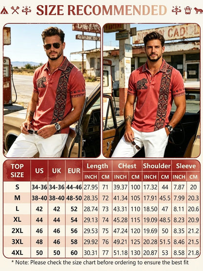 Men's Vintage Indigenous Animal Totem Casual Polo Shirt
