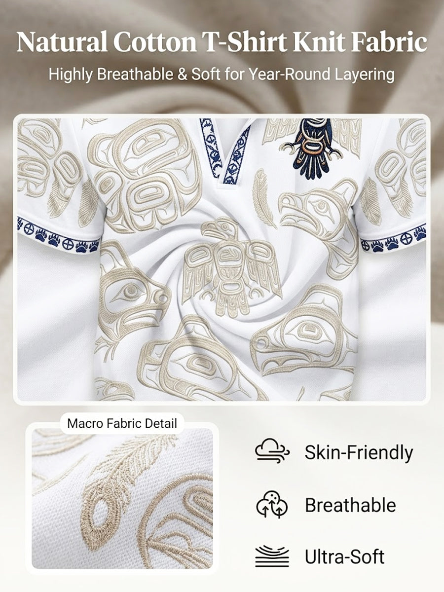Men's Vintage Indigenous Thunderbird Totem Casual Polo