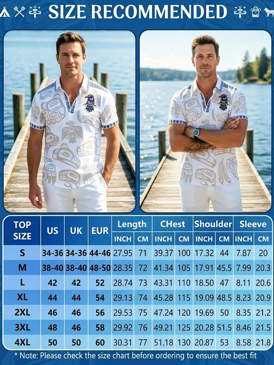 Men's Vintage Indigenous Thunderbird Totem Casual Polo