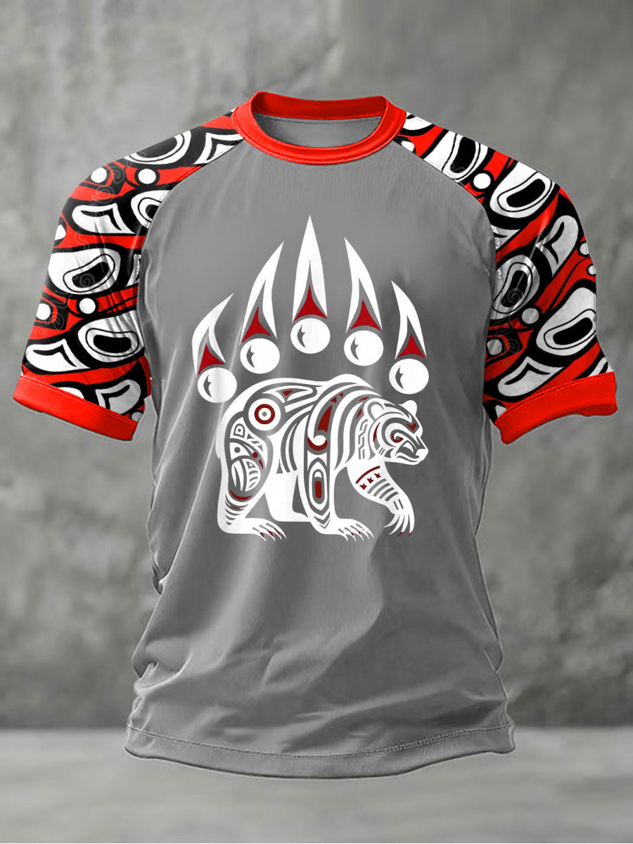 Men's Indigenous Totem Art Print Casual T-Shirt