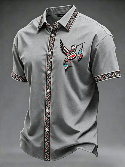 Men's Indigenous Print Casual Shirt