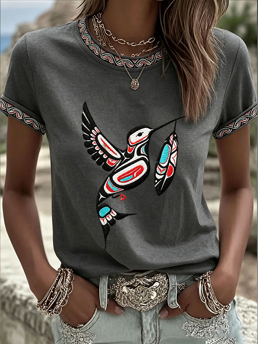 Women's Indigenous Totem Art Casual T-shirt