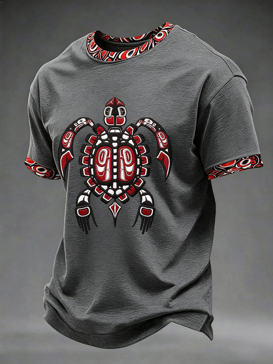 Men's Indigenous Totem Art Casual T-Shirt