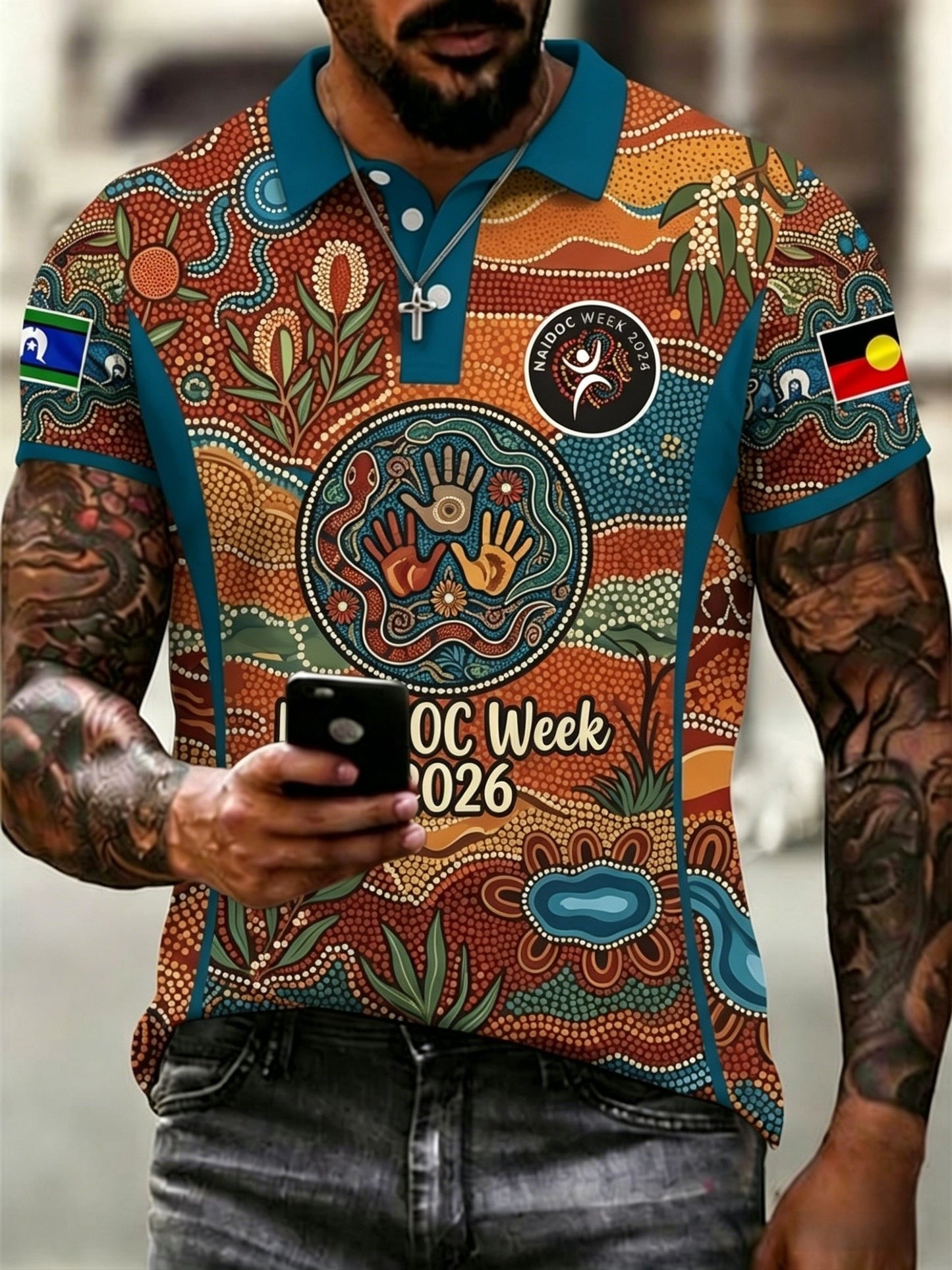 Men's AU Aboriginal Culture Printed Casual Tops
