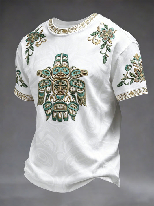 Retro Indigenous Animal Totem Casual T-Shirt