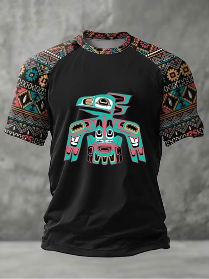 Men's Indigenous Totem Art Print Casual T-Shirt