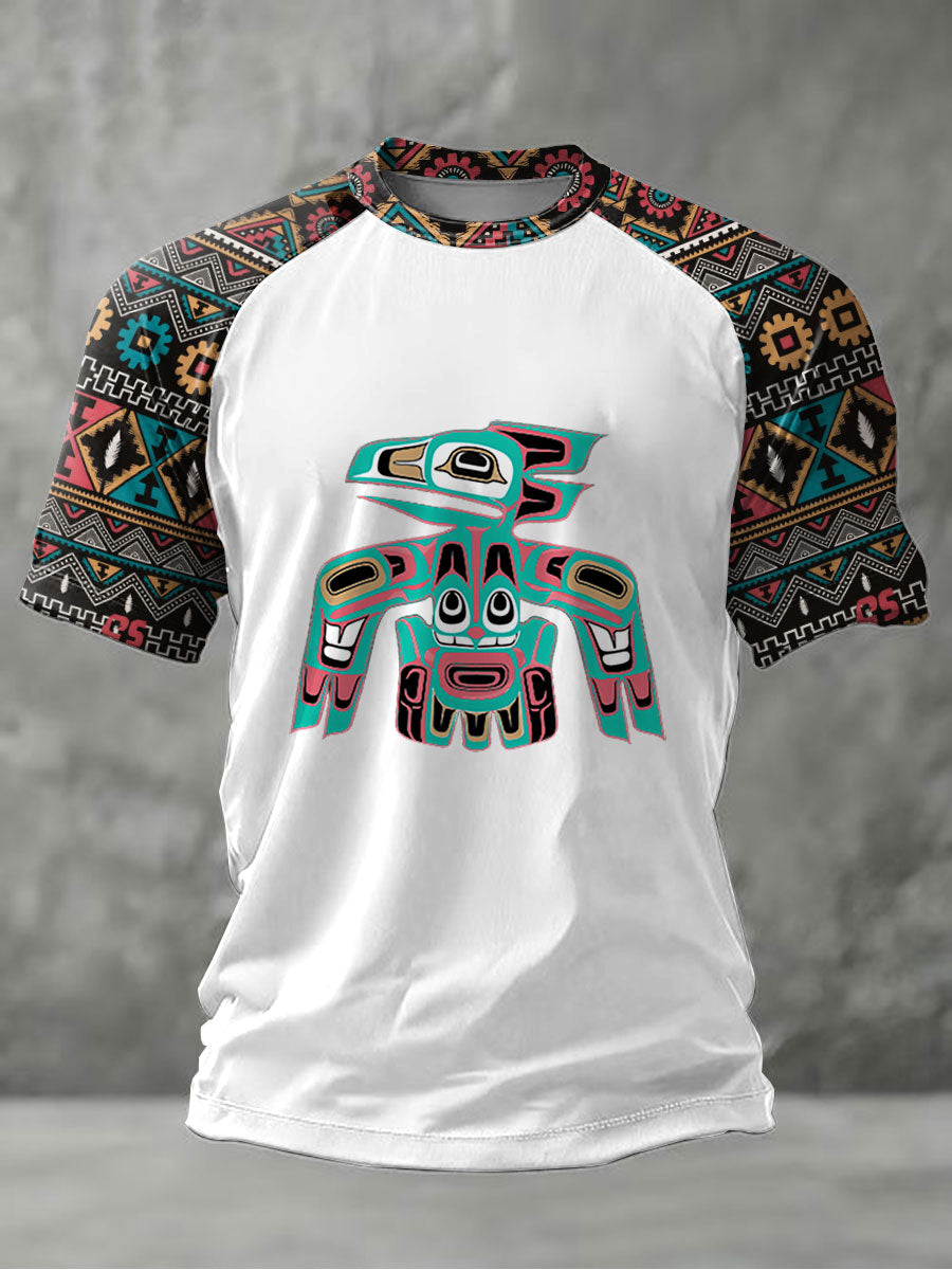 Men's Indigenous Totem Art Print Casual T-Shirt
