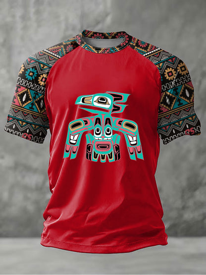 Men's Indigenous Totem Art Print Casual T-Shirt
