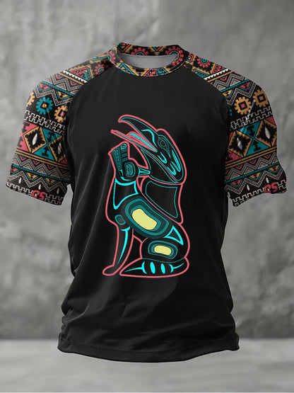 Men's Indigenous Totem Art Print Casual T-Shirt