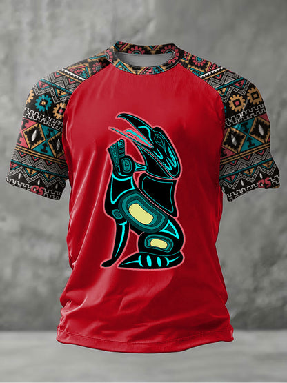 Men's Indigenous Totem Art Print Casual T-Shirt