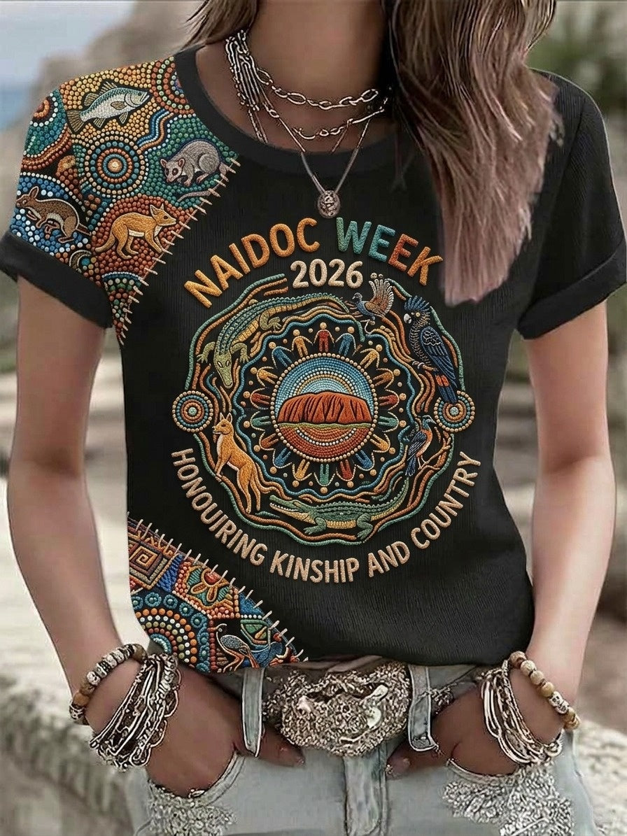 Women's AU Aboriginal Art NAIDOC Week Printed T-Shirt