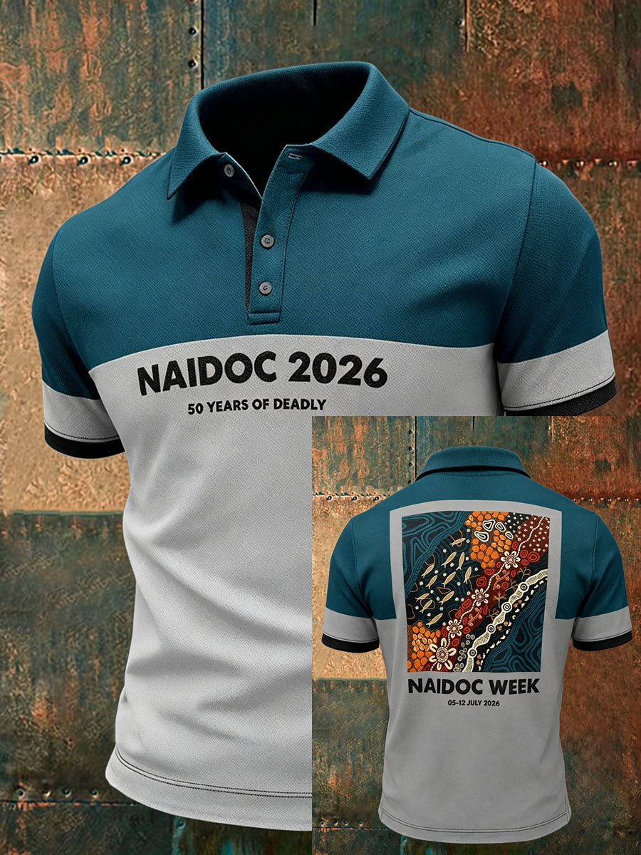 Men's AU Aboriginal Culture 50 Years of Deadly NAIDOC WEEK Printed Casual Tops