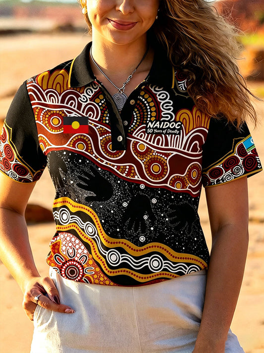 Women's AU Aboriginal Culture 50 Years of Deadly NAIDOC WEEK Printed Casual Tops
