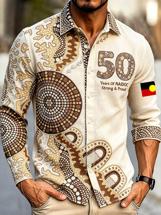 Men's AU Aboriginal Culture 50 Years of Deadly NAIDOC WEEK Printed Shirt