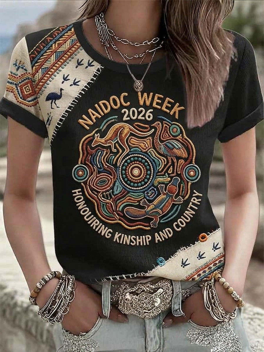 Women's AU Aboriginal Art NAIDOC Week Printed T-Shirt