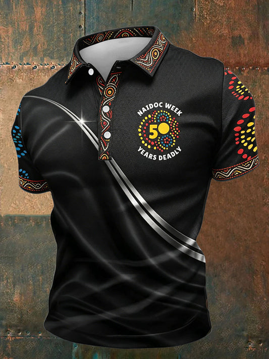 Men's AU Aboriginal Culture 50 Years of Deadly NAIDOC WEEK Printed Casual Tops