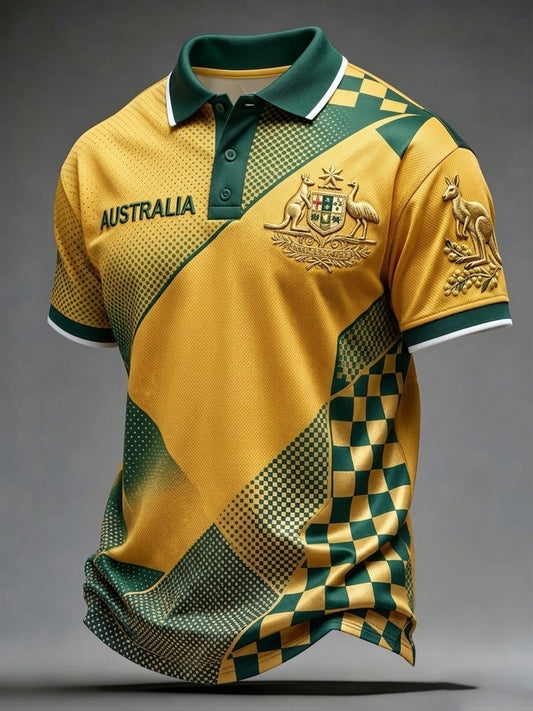 Men's Australian Football Lover Short Sleeve Polo Shirt