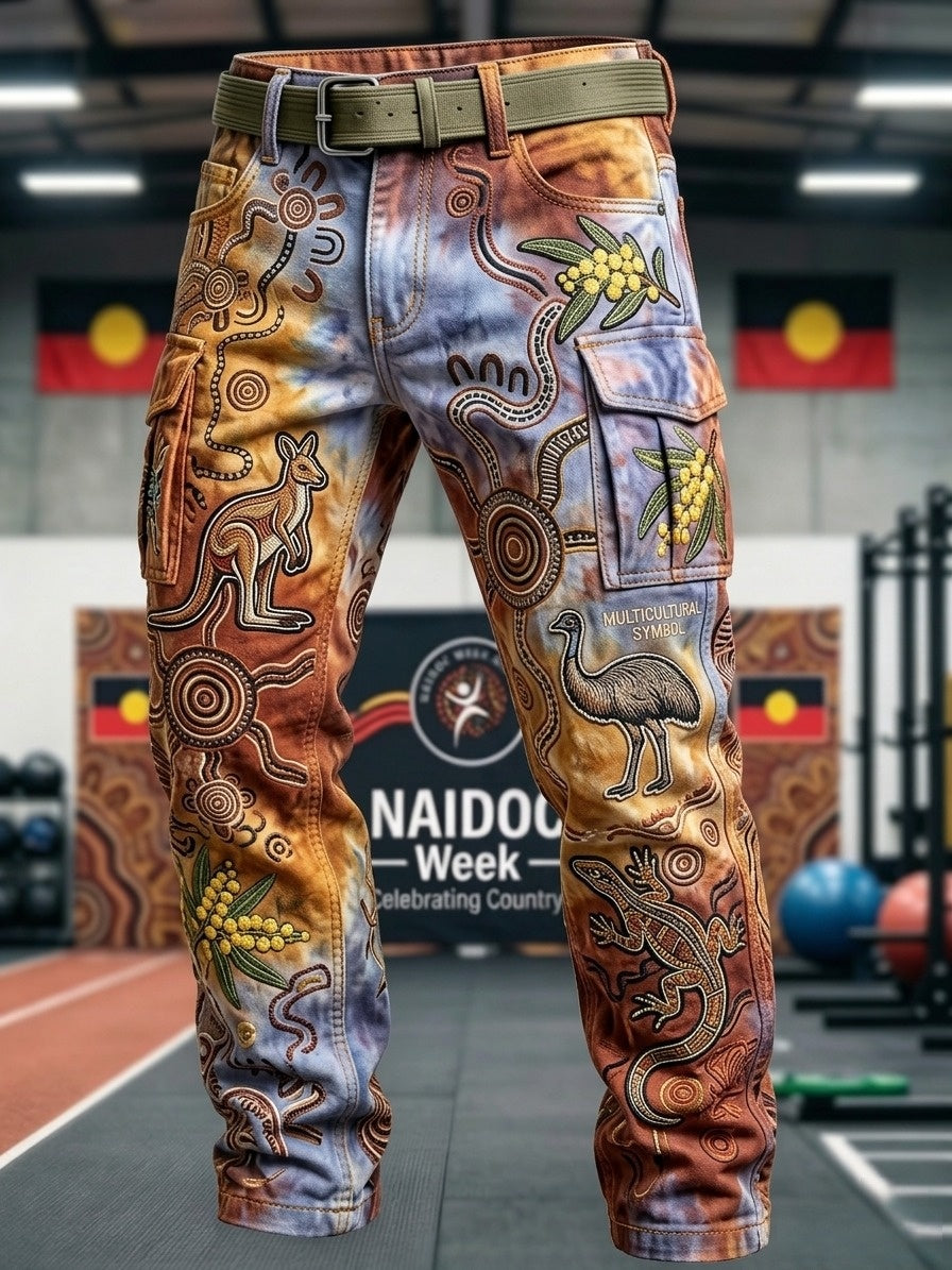 Men's AU Aboriginal Culture  Printed Business Style Casual Work Trouser
