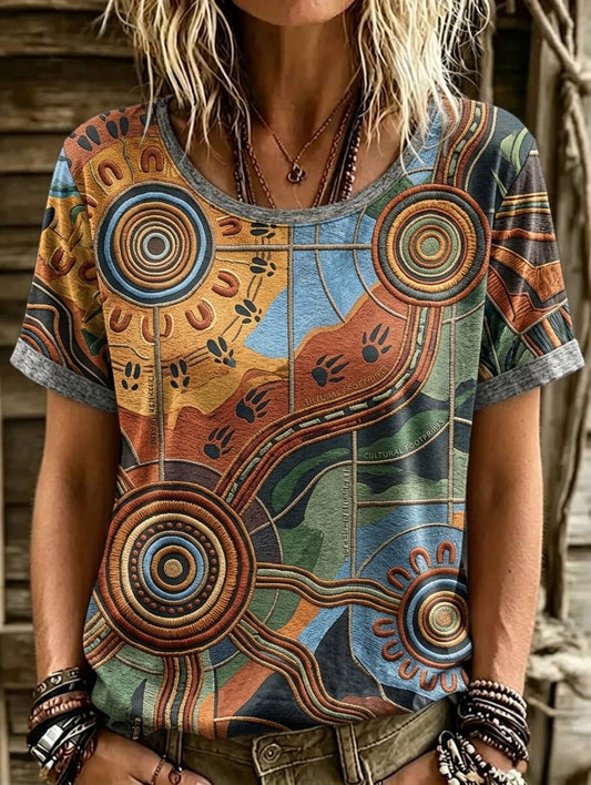 Women's AU Aboriginal Art NAIDOC Week Printed Short-Sleeve T-Shirt