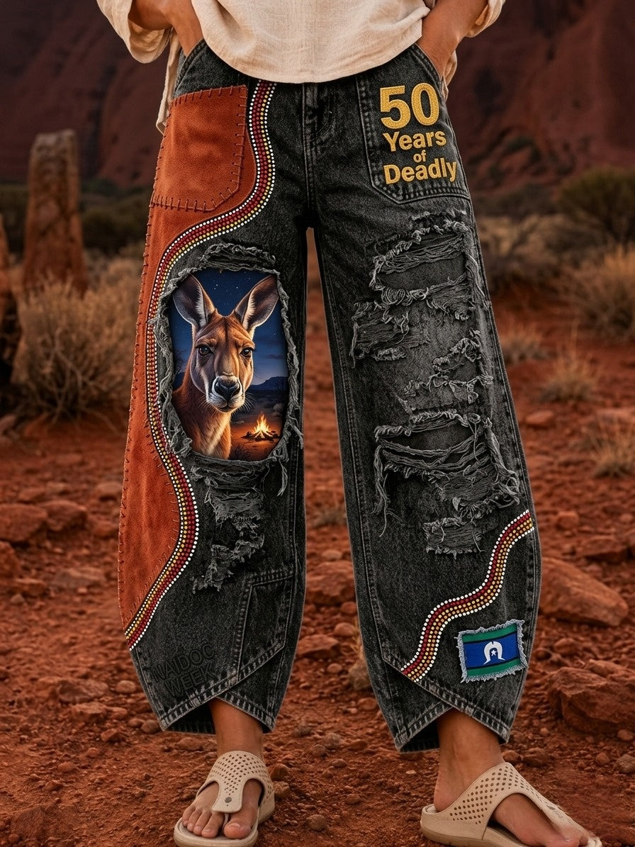 Women's Naidoc Week Art Print Flared Trousers