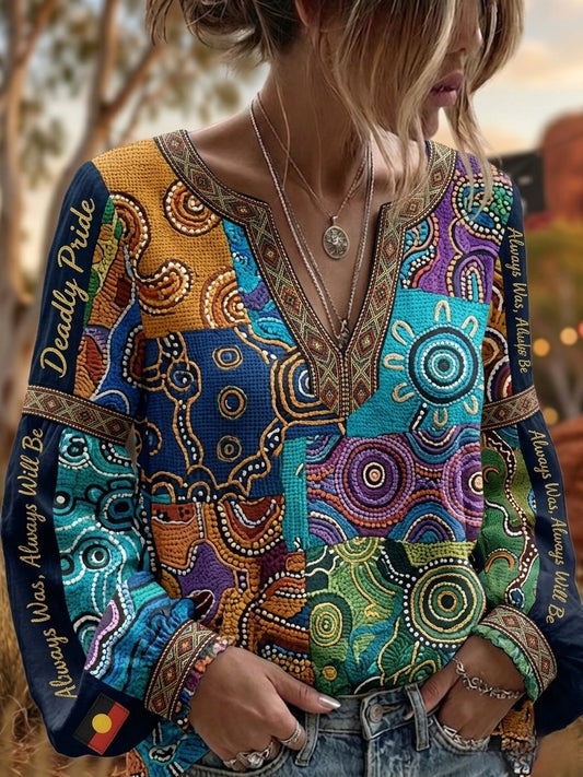 Women's Retro Australian NAIDOC Week Deadly Pride Art Printed Top