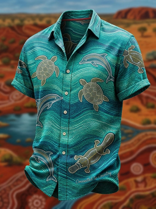 Men's AU Aboriginal Art NAIDOC Week Cotton Short-Sleeve Shirt