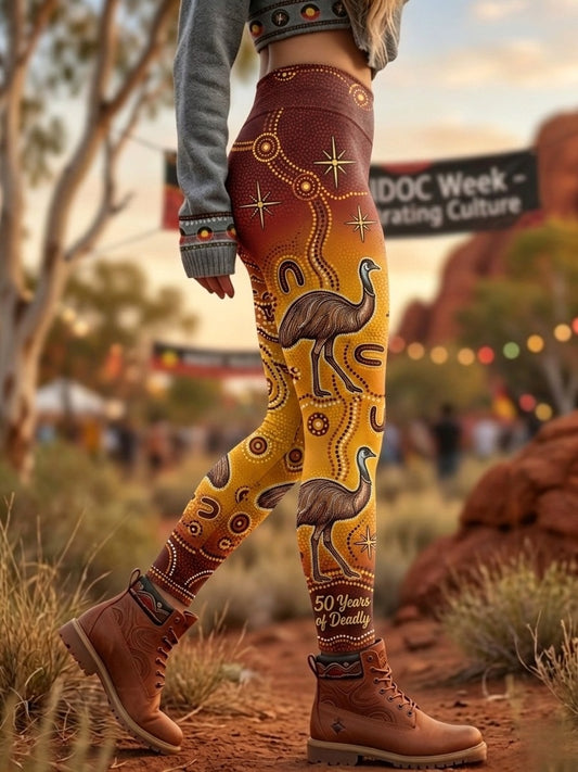 Women's AU Aboriginal Art NAIDOC Week Printed Sports Stretch Leggings