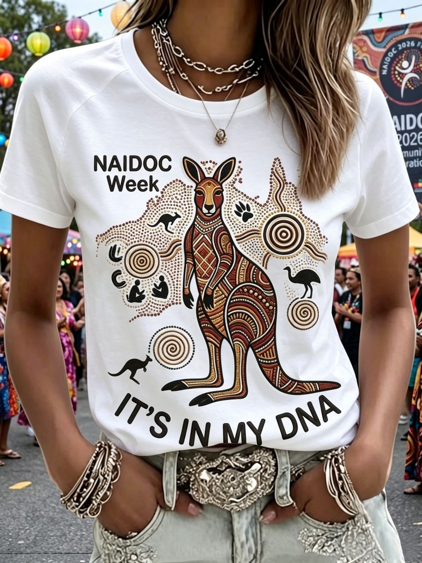 Women's Retro Australian NAIDOC Week Art Printed T-Shirt