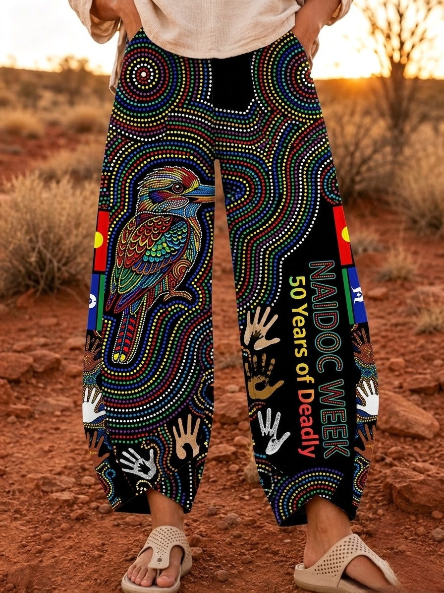 Women's Naidoc Week Art Print Flared Trousers