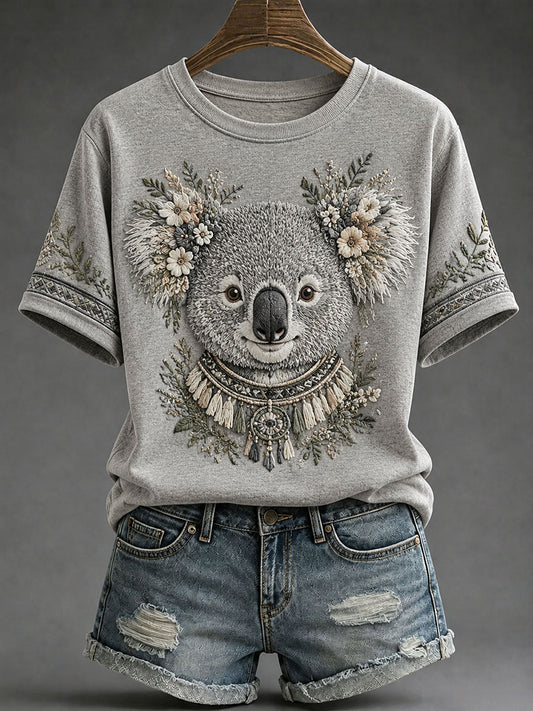 Women's Koala Print Casual T-shirt