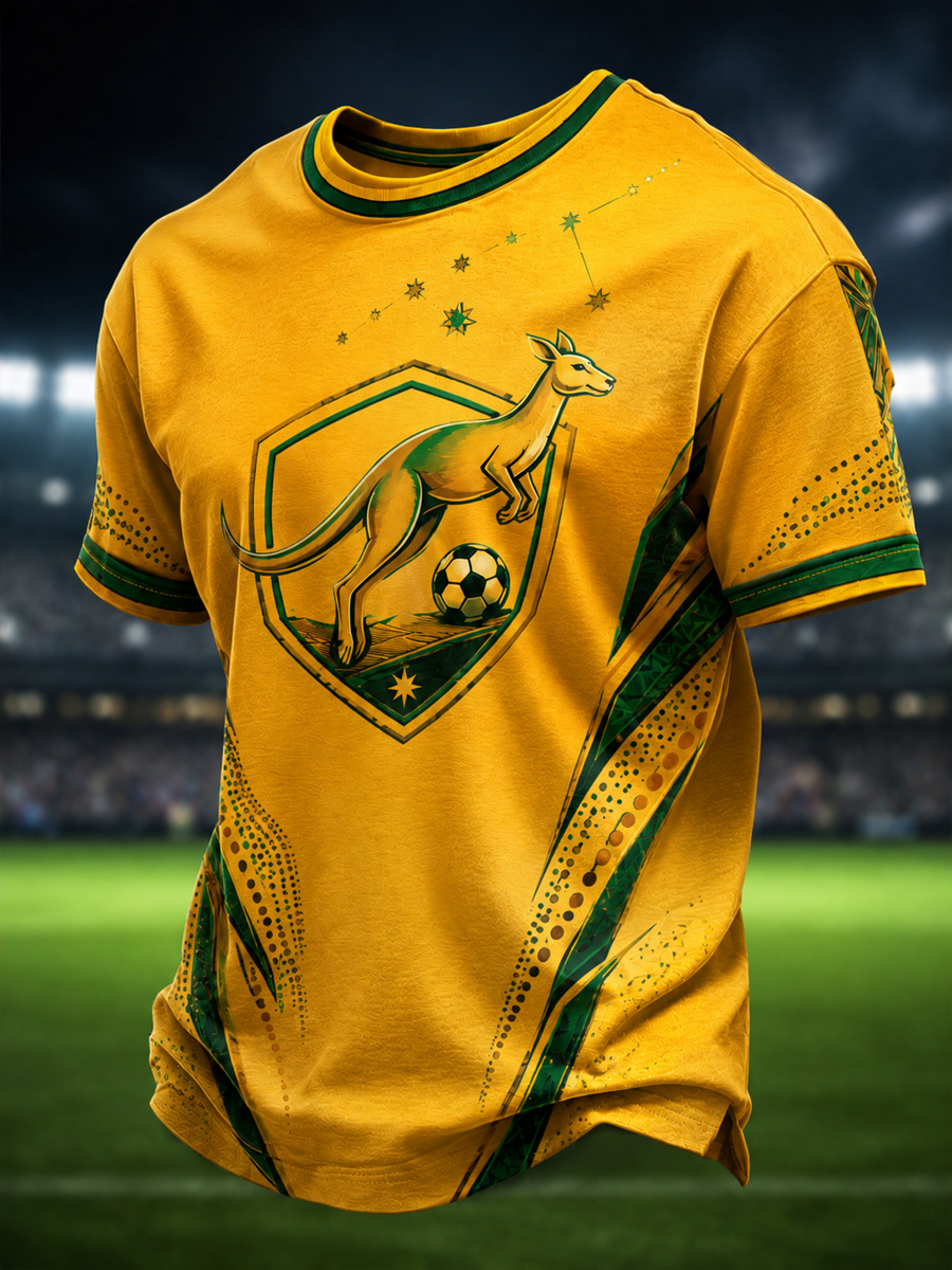 Men's Australian football print short sleeves t-shirt