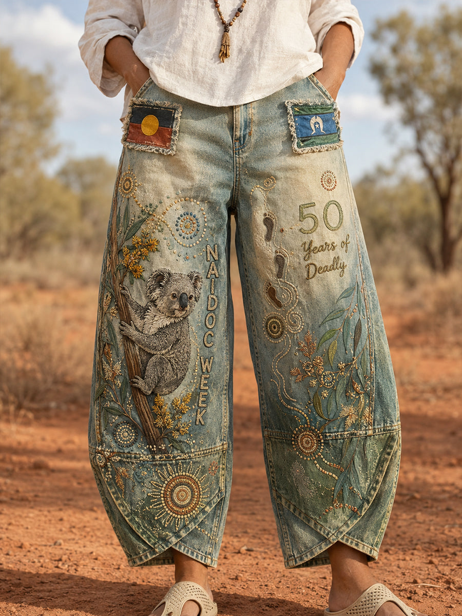 Women's Australia Naidoc Week Art Print Flared Trousers