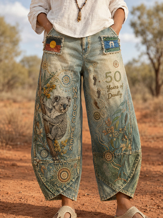 Women's Australia Naidoc Week Art Print Flared Trousers