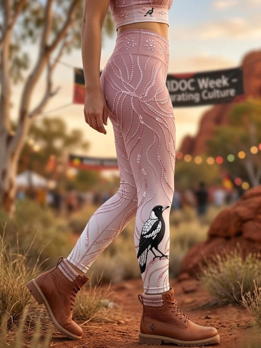 Women's AU Aboriginal Art NAIDOC Week Printed Sports Stretch Leggings