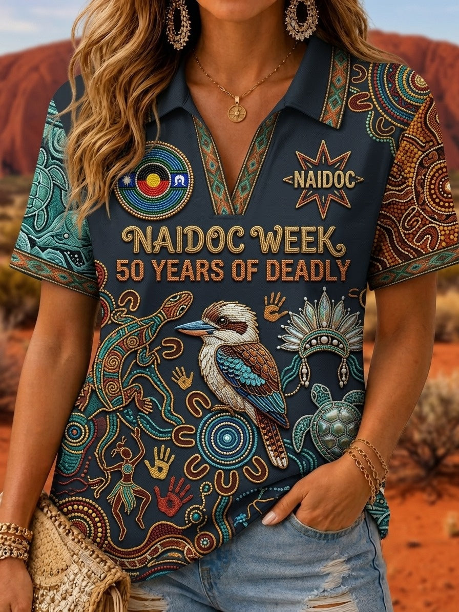 Women's Australia Naidoc Week Kookaburra V-neck T-Shirt