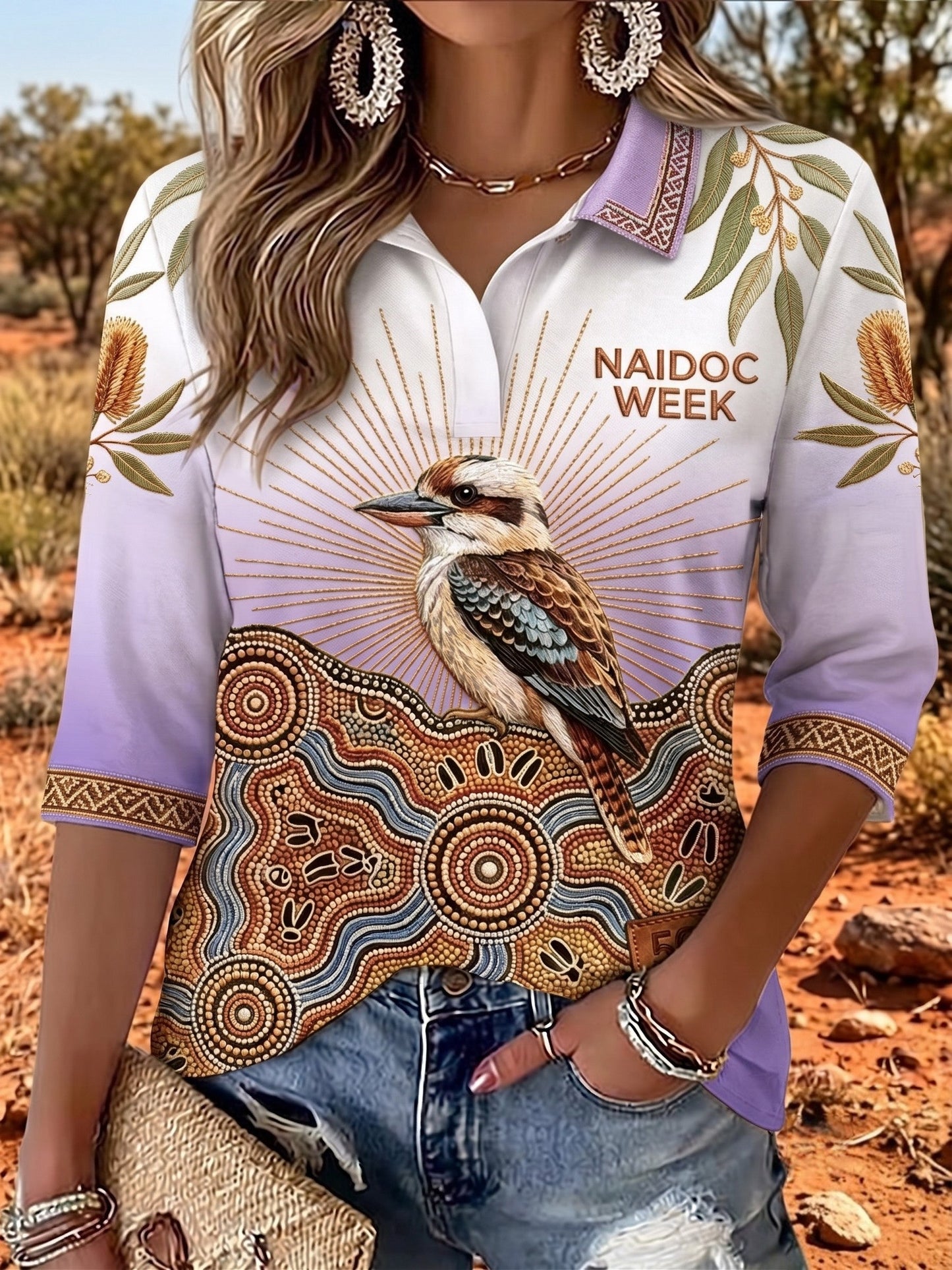 Women's Australia Naidoc Week Mid-Sleeve V-Neck T-Shirt