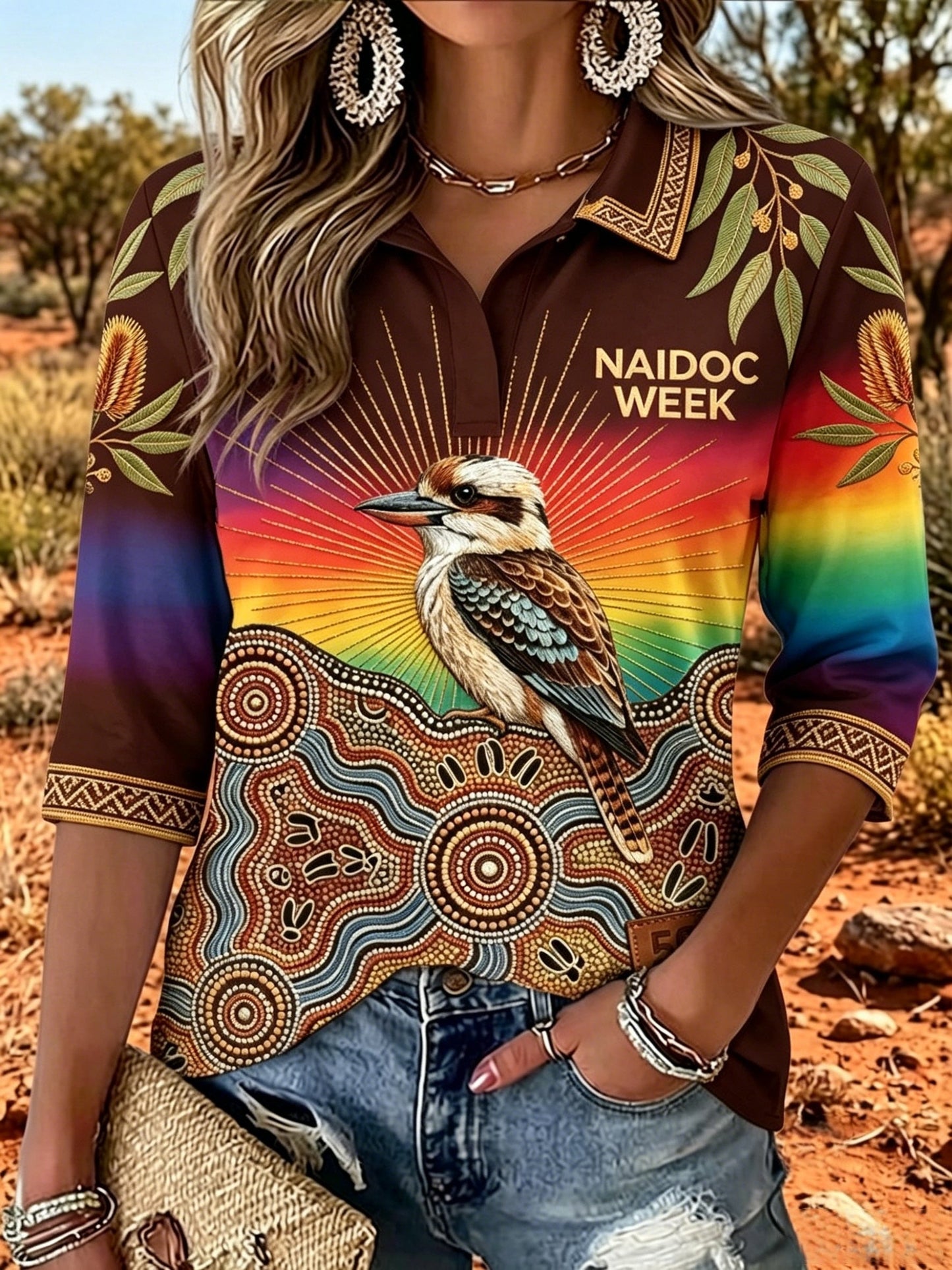 Women's Australia Naidoc Week Mid-Sleeve V-Neck T-Shirt
