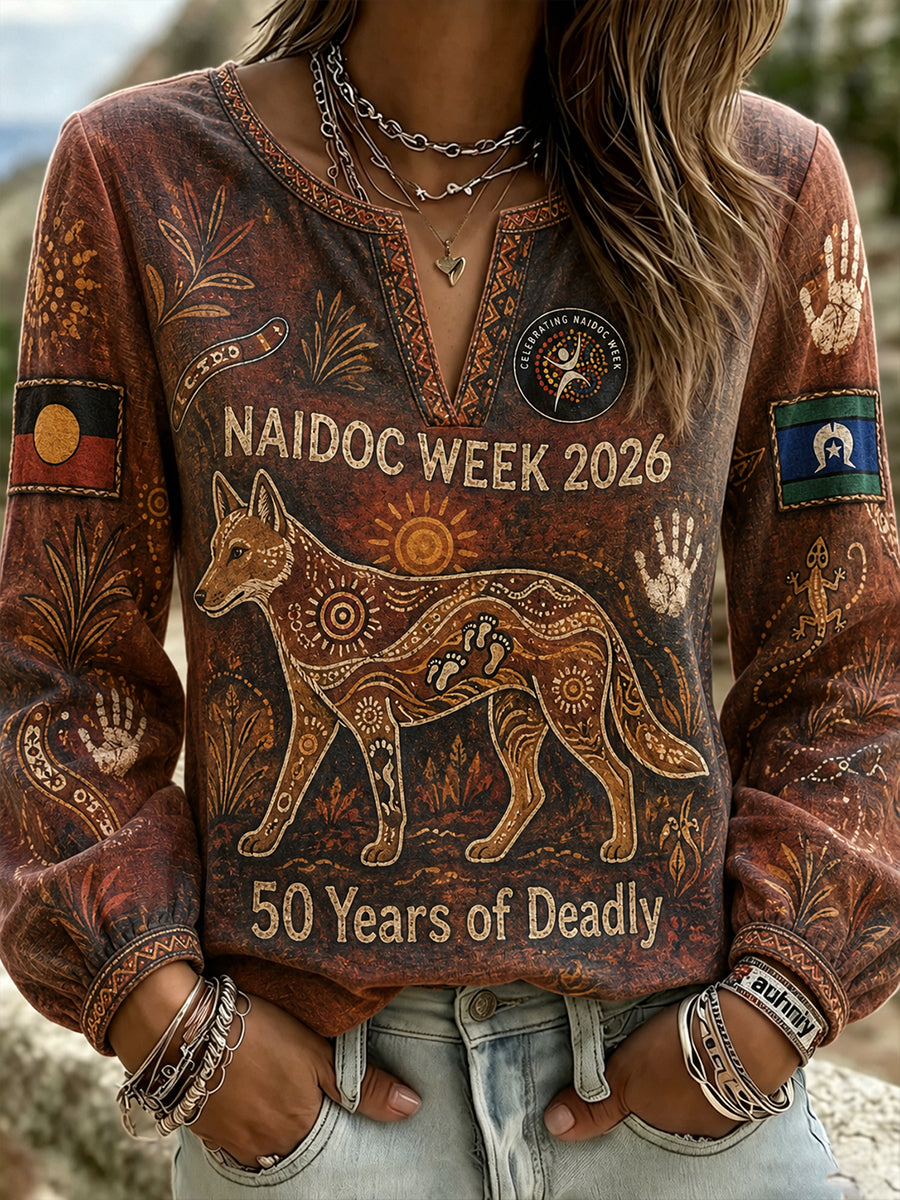 Women's  Australia NAIDOC Week Cotton-Linen Long-Sleeve T-Shirt
