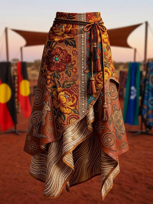 Women's Australia Naidoc Week Art Printed Irregular Skirt
