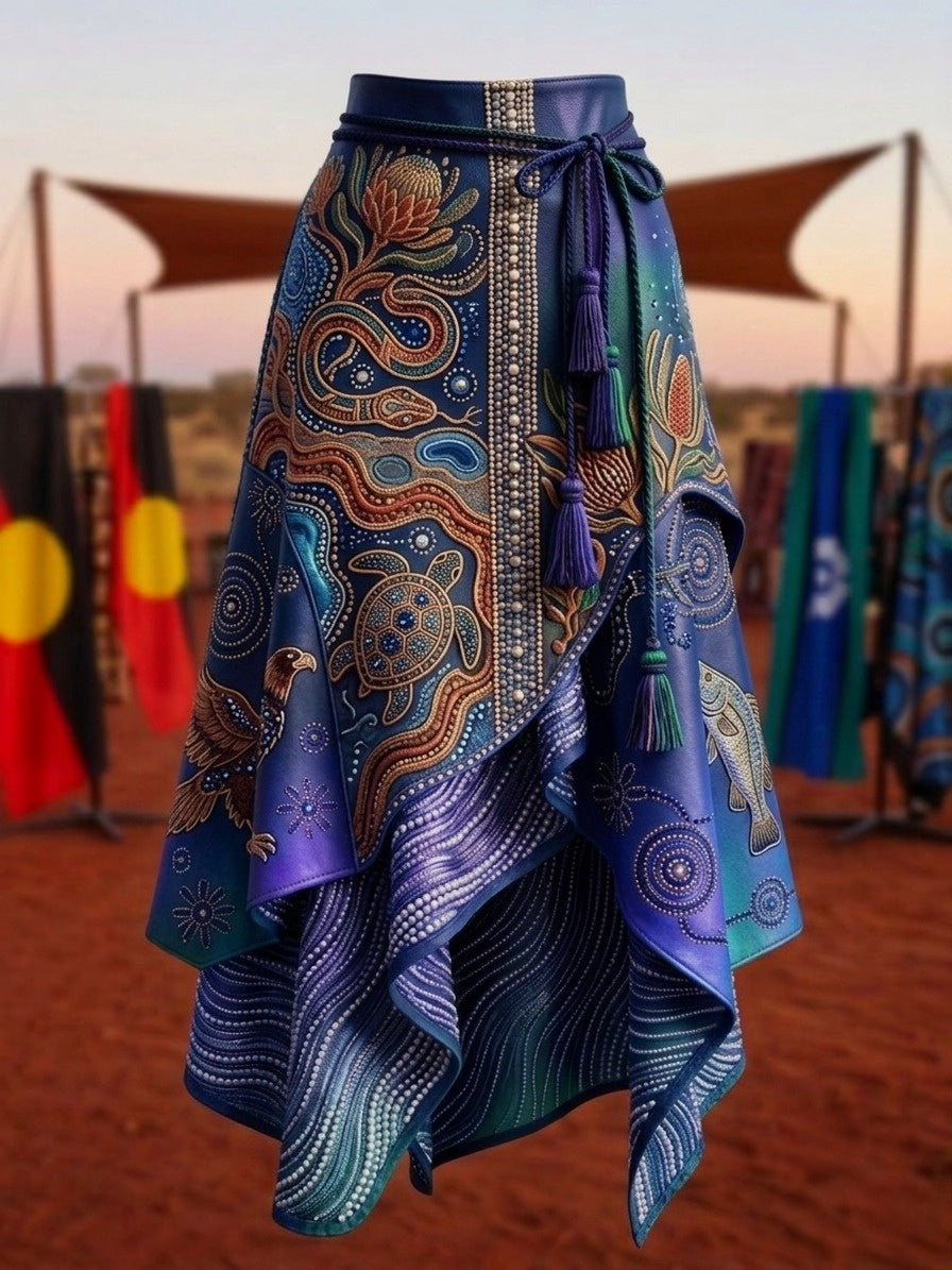Women's Australia Naidoc Week Art Printed Irregular Skirt