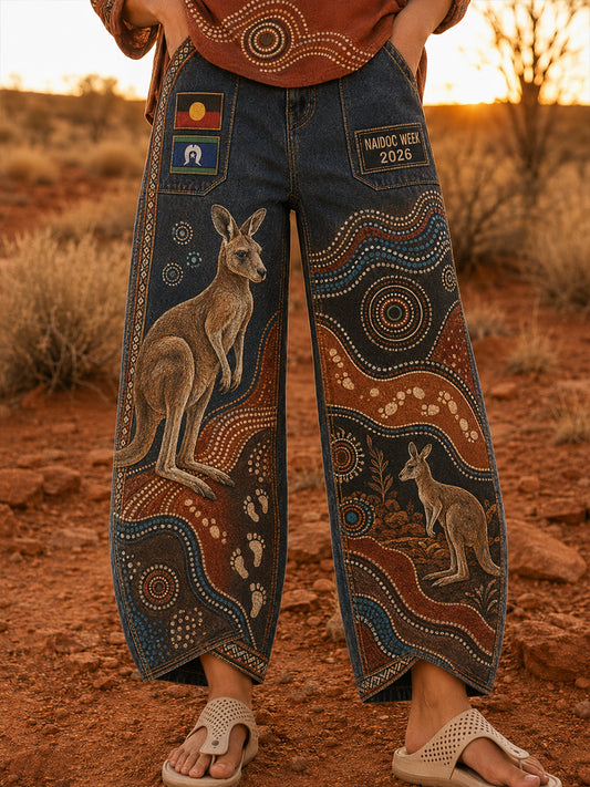 Women's Naidoc Week Art Print Flared Trousers