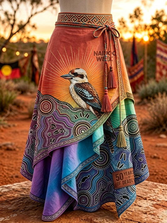 Women's Australia Naidoc Week Art Printed Irregular Skirt