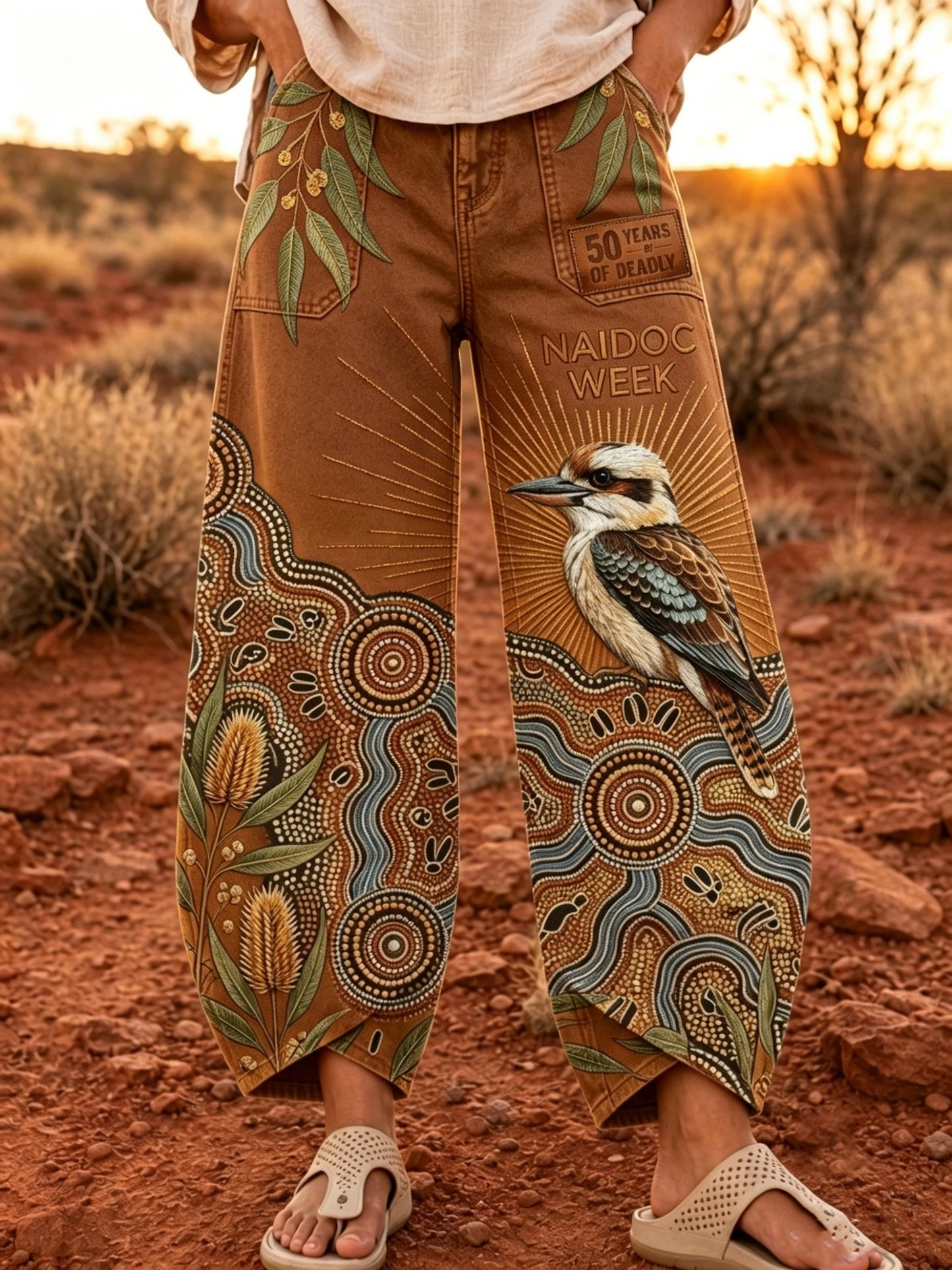 Women's Naidoc Week Art Print Flared Trousers