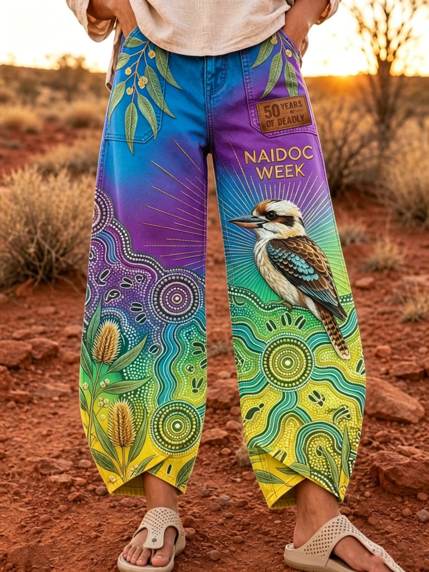 Women's Naidoc Week Art Print Flared Trousers
